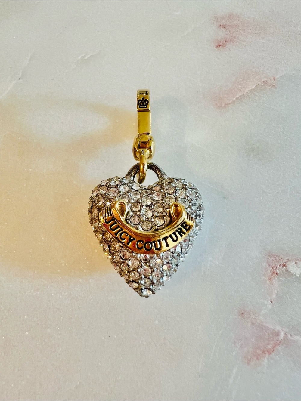 Vintage OG Juicy Couture Gold & Crystal Heart Charm Pendant